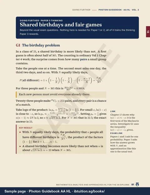 Sample page from Volume 2: Going further: shared birthdays and fair games (Vol. 2, Ch 13)