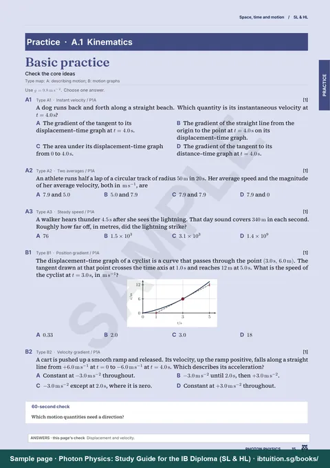 Sample page from Photon Physics: IB Physics SL & HL: Basic practice: check the core ideas (A.2)