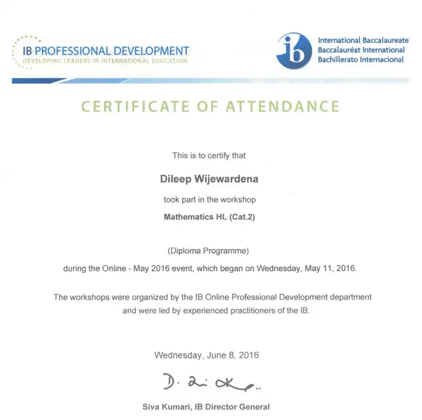 IB Certified Tutor — Mr Dileep