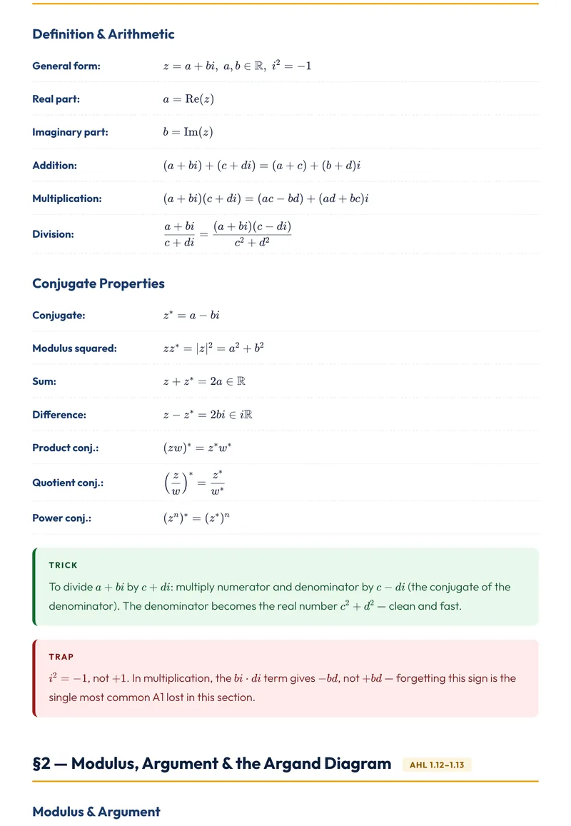 IB Math AA HL cheatsheet preview